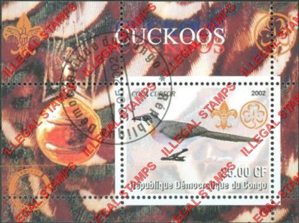 Congo Democratic Republic 2002 Birds Cuckoos Illegal Stamp Souvenir Sheet of 1 Congo Democratic Republic 2002 Birds Cuckoos Illegal Stamp Souvenir Sheet of 1