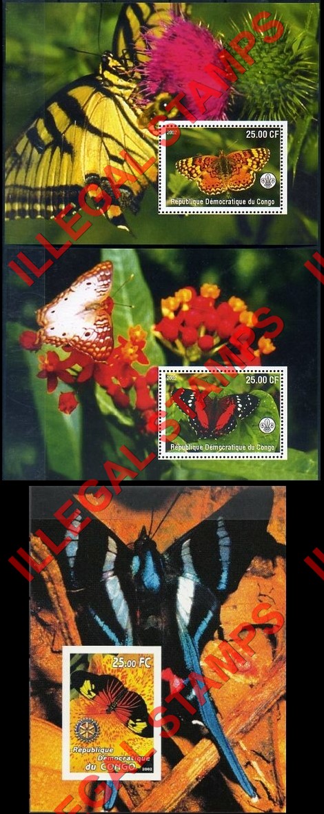 Congo Democratic Republic 2002 Butterflies Illegal Stamp Souvenir Sheets of 1 Congo Democratic Republic 2002 Butterflies Illegal Stamp Souvenir Sheets of 1