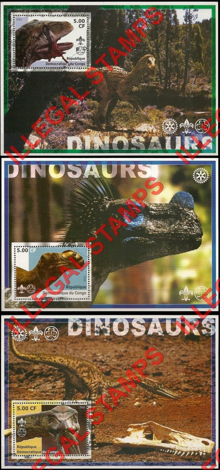 Congo Democratic Republic 2002 Dinosaurs Illegal Stamp Souvenir Sheets of 1 (Part 1) Congo Democratic Republic 2002 Dinosaurs Illegal Stamp Souvenir Sheets of 1 (Part 1)