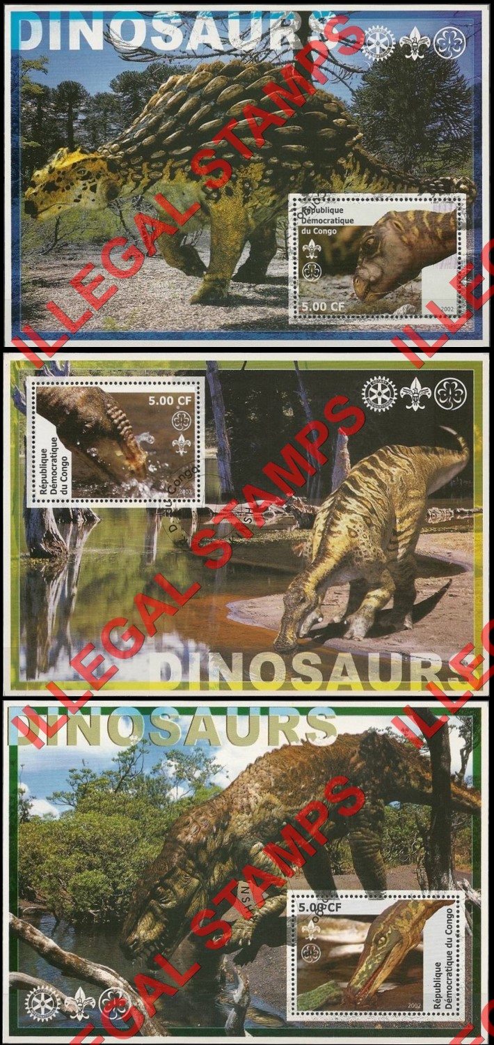 Congo Democratic Republic 2002 Dinosaurs Illegal Stamp Souvenir Sheets of 1 (Part 3) Congo Democratic Republic 2002 Dinosaurs Illegal Stamp Souvenir Sheets of 1 (Part 3)