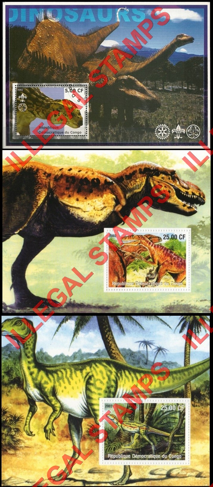 Congo Democratic Republic 2002 Dinosaurs Illegal Stamp Souvenir Sheets of 1 (Part 4) Congo Democratic Republic 2002 Dinosaurs Illegal Stamp Souvenir Sheets of 1 (Part 4)