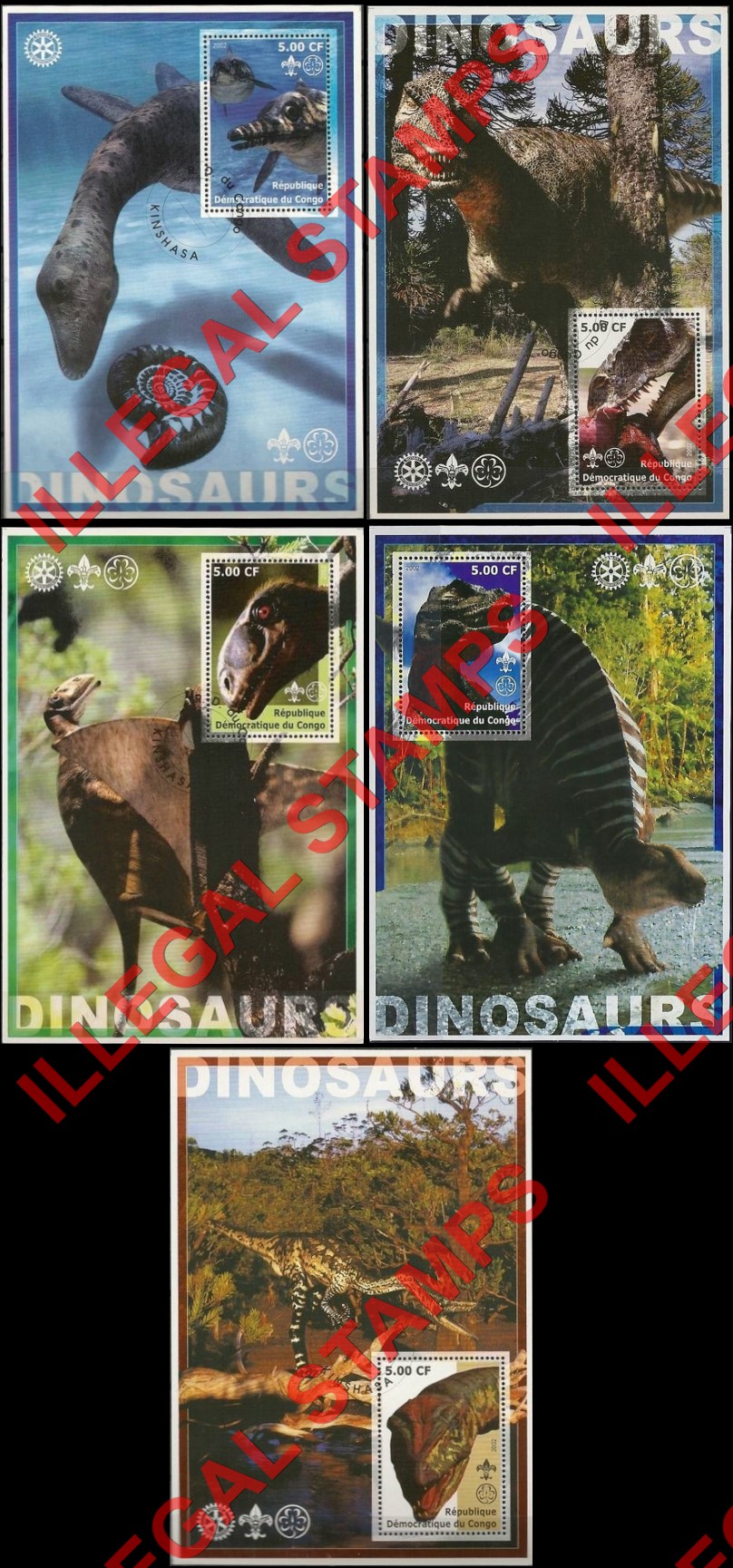 Congo Democratic Republic 2002 Dinosaurs Illegal Stamp Souvenir Sheets of 1 (Part 5) Congo Democratic Republic 2002 Dinosaurs Illegal Stamp Souvenir Sheets of 1 (Part 5)