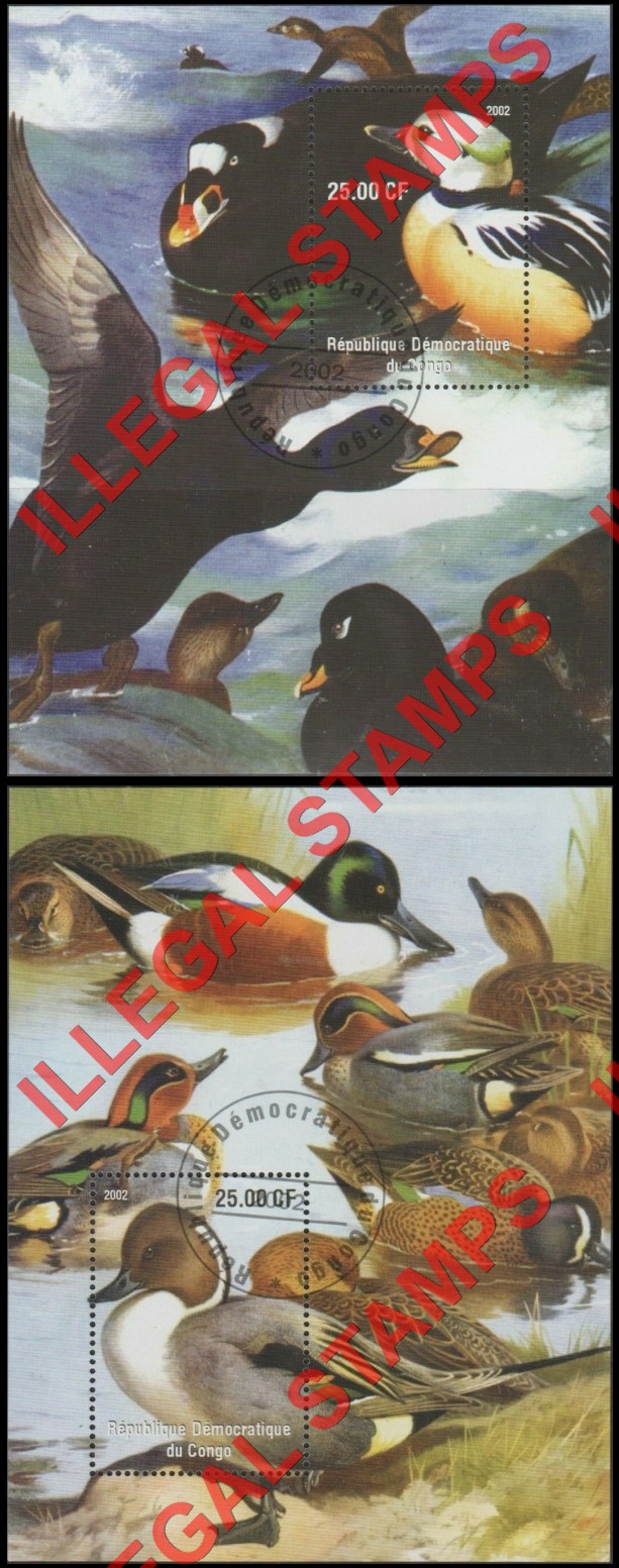 Congo Democratic Republic 2002 Ducks Illegal Stamp Souvenir Sheets of 1 Congo Democratic Republic 2002 Ducks Illegal Stamp Souvenir Sheets of 1