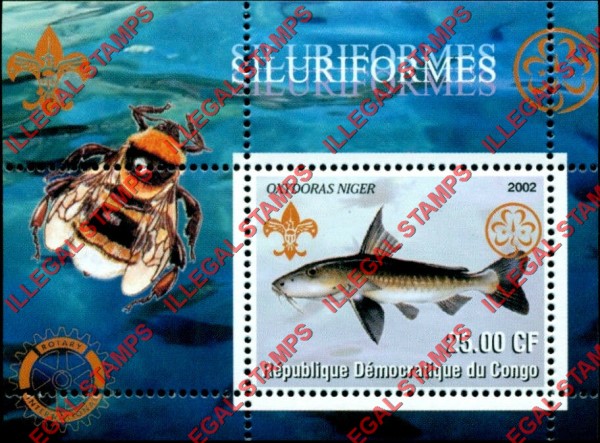 Congo Democratic Republic 2002 Fish Siluriformes Illegal Stamp Souvenir Sheet of 1 Congo Democratic Republic 2002 Fish Siluriformes Illegal Stamp Souvenir Sheet of 1