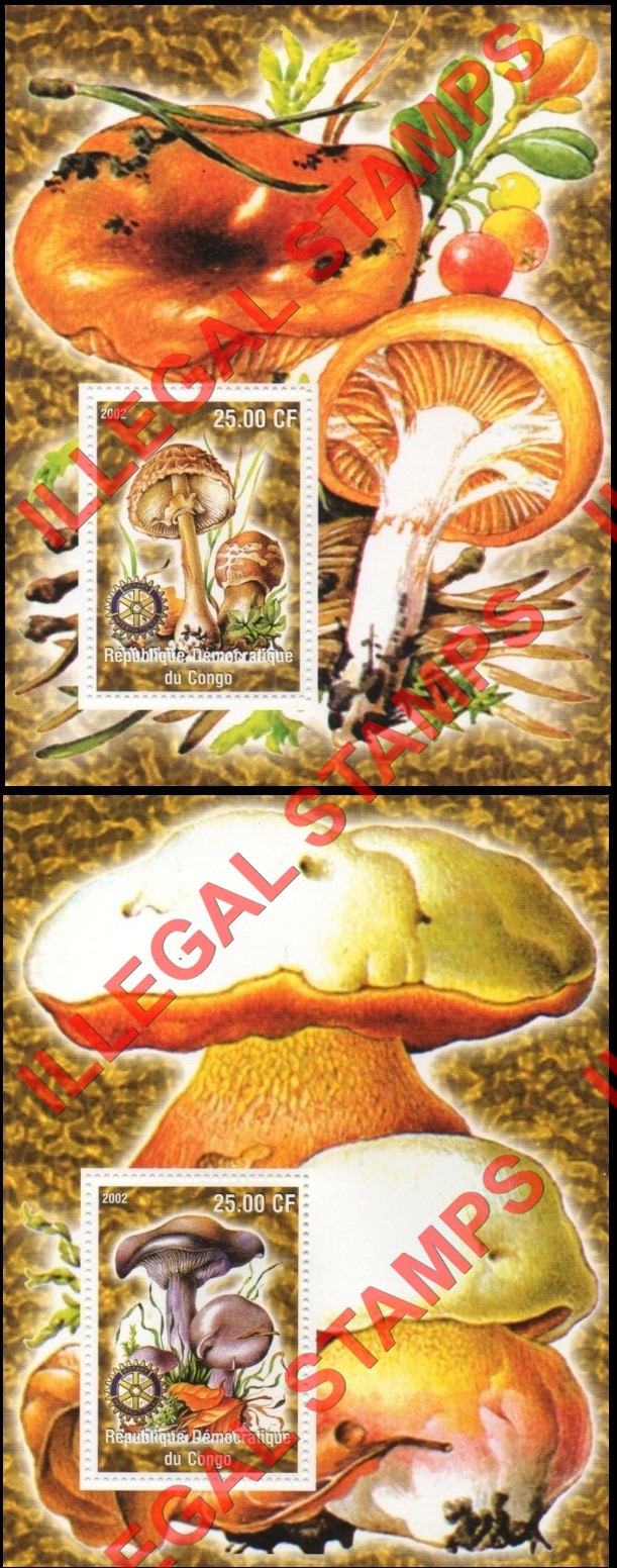 Congo Democratic Republic 2002 Mushrooms Illegal Stamp Souvenir Sheets of 1 Congo Democratic Republic 2002 Mushrooms Illegal Stamp Souvenir Sheets of 1