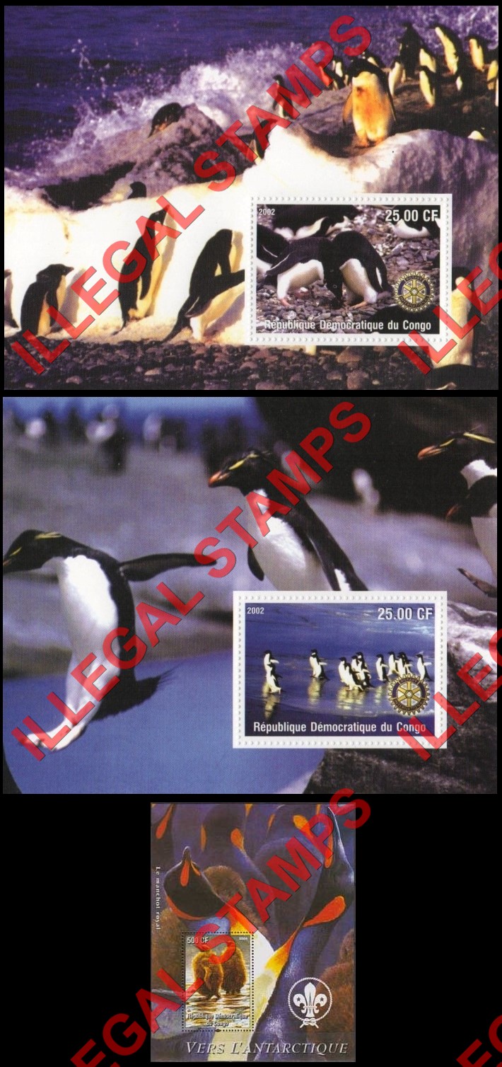 Congo Democratic Republic 2002 Penguins Illegal Stamp Souvenir Sheets of 1 Congo Democratic Republic 2002 Penguins Illegal Stamp Souvenir Sheets of 1