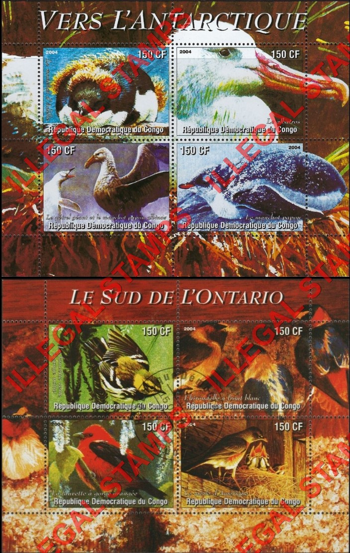 Congo Democratic Republic 2004 Birds Illegal Stamp Souvenir Sheets of 4 (Part 3) Congo Democratic Republic 2004 Birds Illegal Stamp Souvenir Sheets of 4 (Part 3)