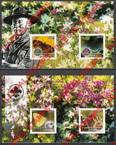 Congo Democratic Republic 2004 Butterflies Illegal Stamp Souvenir Sheets of 2 Congo Democratic Republic 2004 Butterflies Illegal Stamp Souvenir Sheets of 2