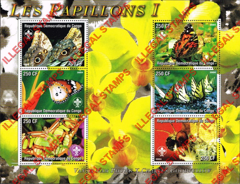 Congo Democratic Republic 2004 Butterflies Illegal Stamp Souvenir Sheets of 6 (Part 1) Congo Democratic Republic 2004 Butterflies Illegal Stamp Souvenir Sheets of 6 (Part 1)