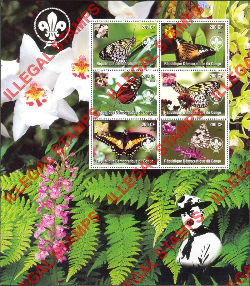 Congo Democratic Republic 2004 Butterflies Illegal Stamp Souvenir Sheets of 6 (Part 2) Congo Democratic Republic 2004 Butterflies Illegal Stamp Souvenir Sheets of 6 (Part 2)
