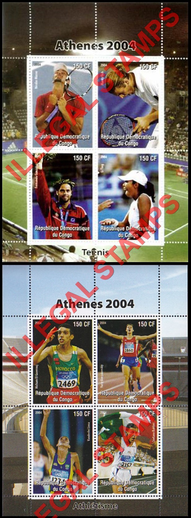 Congo Democratic Republic 2004 Olympic Games in Athens Illegal Stamp Souvenir Sheets of 4 (Part 3) Congo Democratic Republic 2004 Olympic Games in Athens Illegal Stamp Souvenir Sheets of 4 (Part 3)