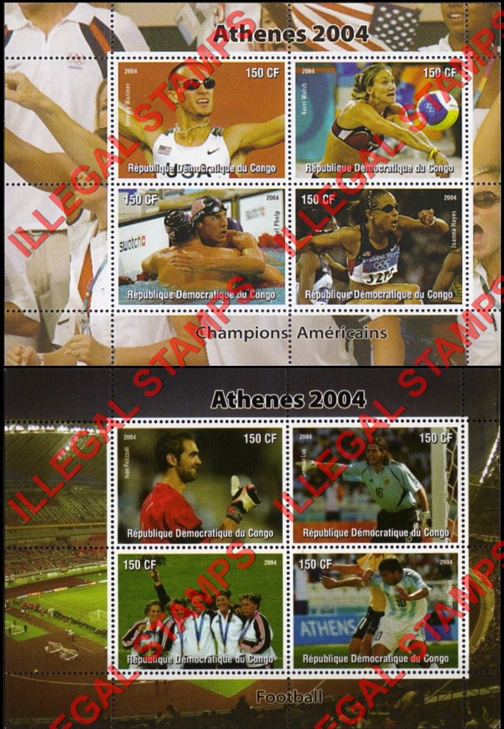 Congo Democratic Republic 2004 Olympic Games in Athens Illegal Stamp Souvenir Sheets of 4 (Part 5) Congo Democratic Republic 2004 Olympic Games in Athens Illegal Stamp Souvenir Sheets of 4 (Part 5)