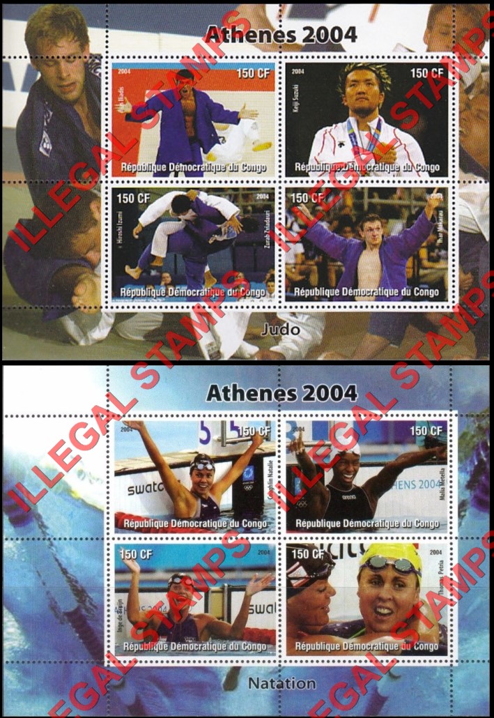 Congo Democratic Republic 2004 Olympic Games in Athens Illegal Stamp Souvenir Sheets of 4 (Part 7) Congo Democratic Republic 2004 Olympic Games in Athens Illegal Stamp Souvenir Sheets of 4 (Part 7)