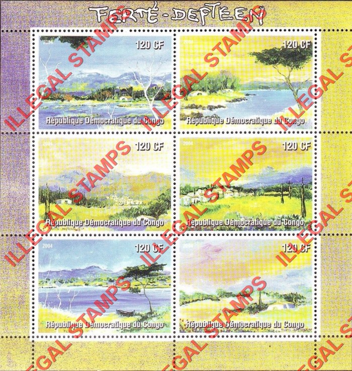 Congo Democratic Republic 2004 Paintings Ferte-Defteen Illegal Stamp Souvenir Sheet of 6 Congo Democratic Republic 2004 Paintings Ferte-Defteen Illegal Stamp Souvenir Sheet of 6