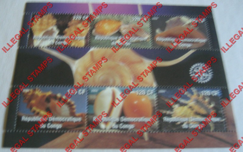 Congo Democratic Republic 2004 Seashells with Rotary Emblem Illegal Stamp Souvenir Sheet of 6 Congo Democratic Republic 2004 Seashells with Rotary Emblem Illegal Stamp Souvenir Sheet of 6