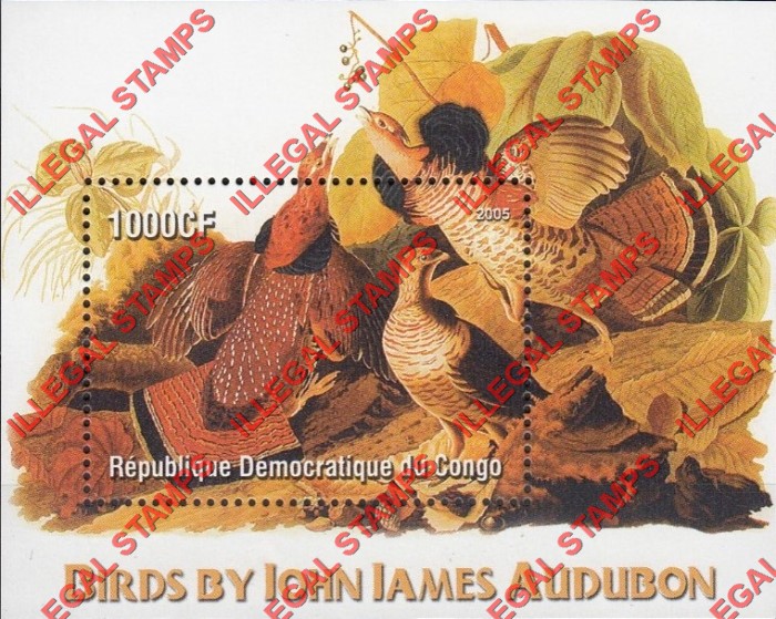 Congo Democratic Republic 2005 Birds by John James Audubon Illegal Stamp Souvenir Sheet of 1 Congo Democratic Republic 2005 Birds by John James Audubon Illegal Stamp Souvenir Sheet of 1