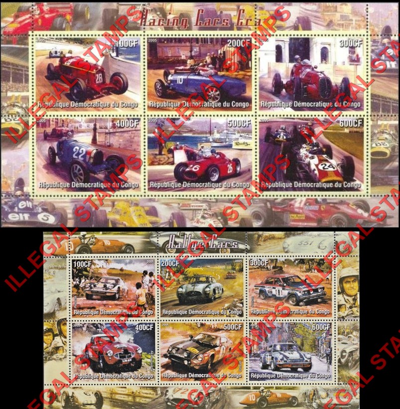 Congo Democratic Republic 2005 Cars Illegal Stamp Souvenir Sheets of 6 Congo Democratic Republic 2005 Cars Illegal Stamp Souvenir Sheets of 6
