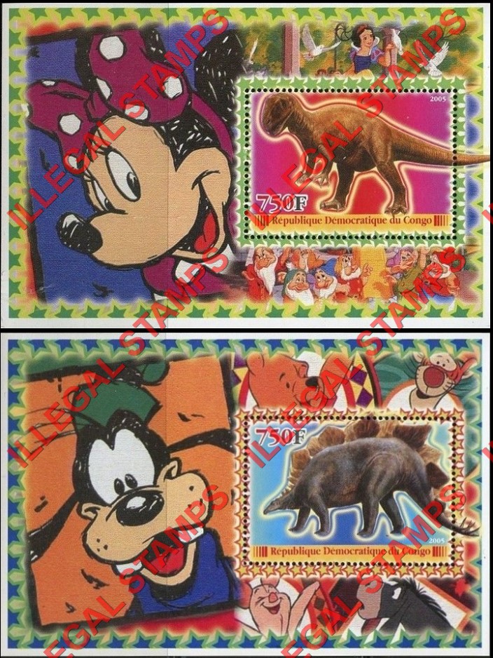 Congo Democratic Republic 2005 Disney Dinosaurs Illegal Stamp Souvenir Sheets of 1 (Part 1) Congo Democratic Republic 2005 Disney Dinosaurs Illegal Stamp Souvenir Sheets of 1 (Part 1)