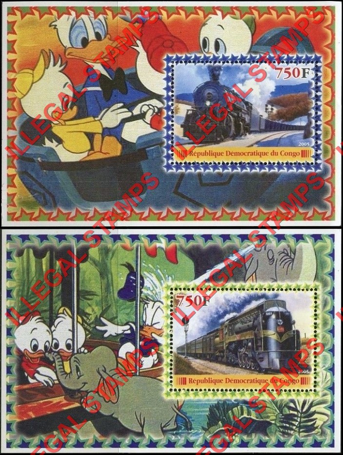 Congo Democratic Republic 2005 Disney Trains Illegal Stamp Souvenir Sheets of 1 (Part 1) Congo Democratic Republic 2005 Disney Trains Illegal Stamp Souvenir Sheets of 1 (Part 1)