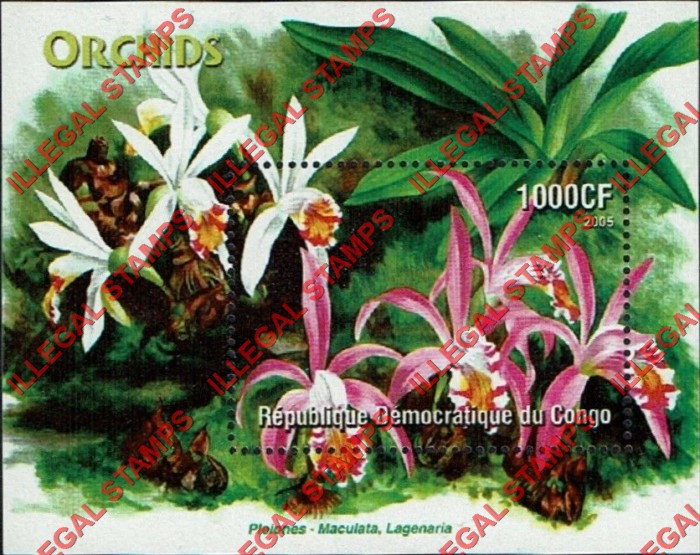 Congo Democratic Republic 2005 Orchids Illegal Stamp Souvenir Sheet of 1 Congo Democratic Republic 2005 Orchids Illegal Stamp Souvenir Sheet of 1