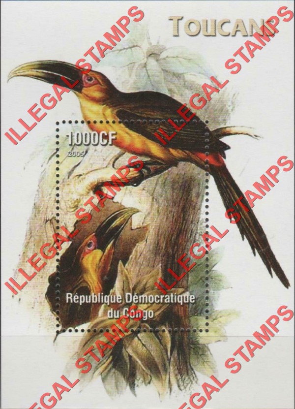 Congo Democratic Republic 2005 Toucans Illegal Stamp Souvenir Sheet of 1 Congo Democratic Republic 2005 Toucans Illegal Stamp Souvenir Sheet of 1