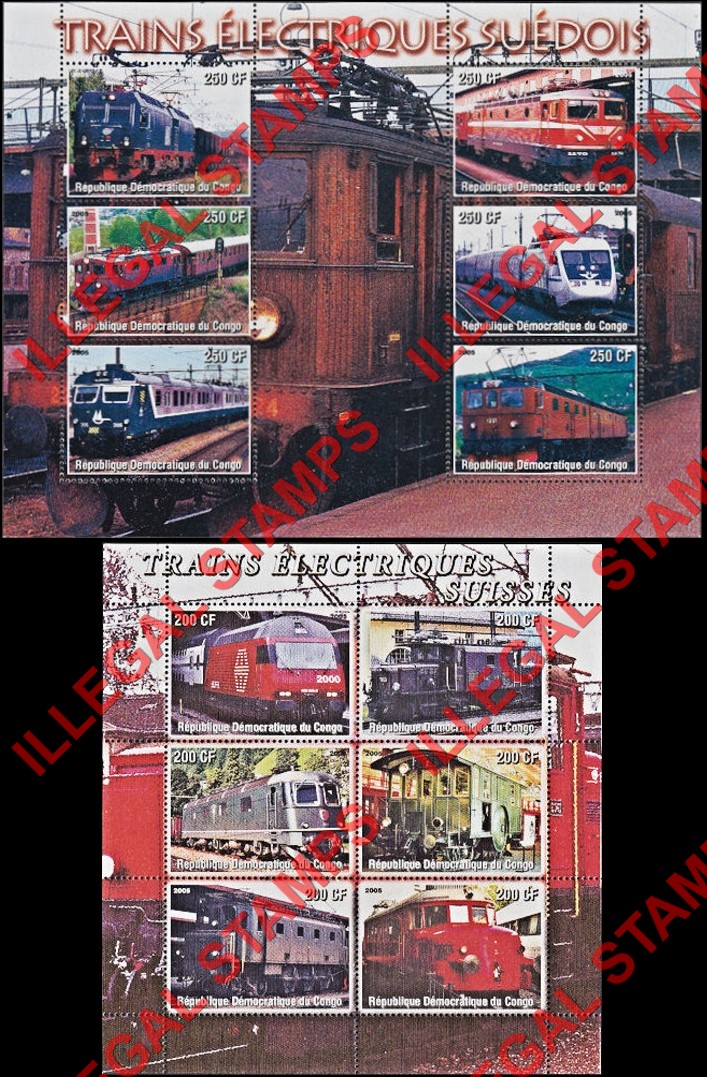 Congo Democratic Republic 2005 Trains Illegal Stamp Souvenir Sheets of 6 (Part 2) Congo Democratic Republic 2005 Trains Illegal Stamp Souvenir Sheets of 6 (Part 2)
