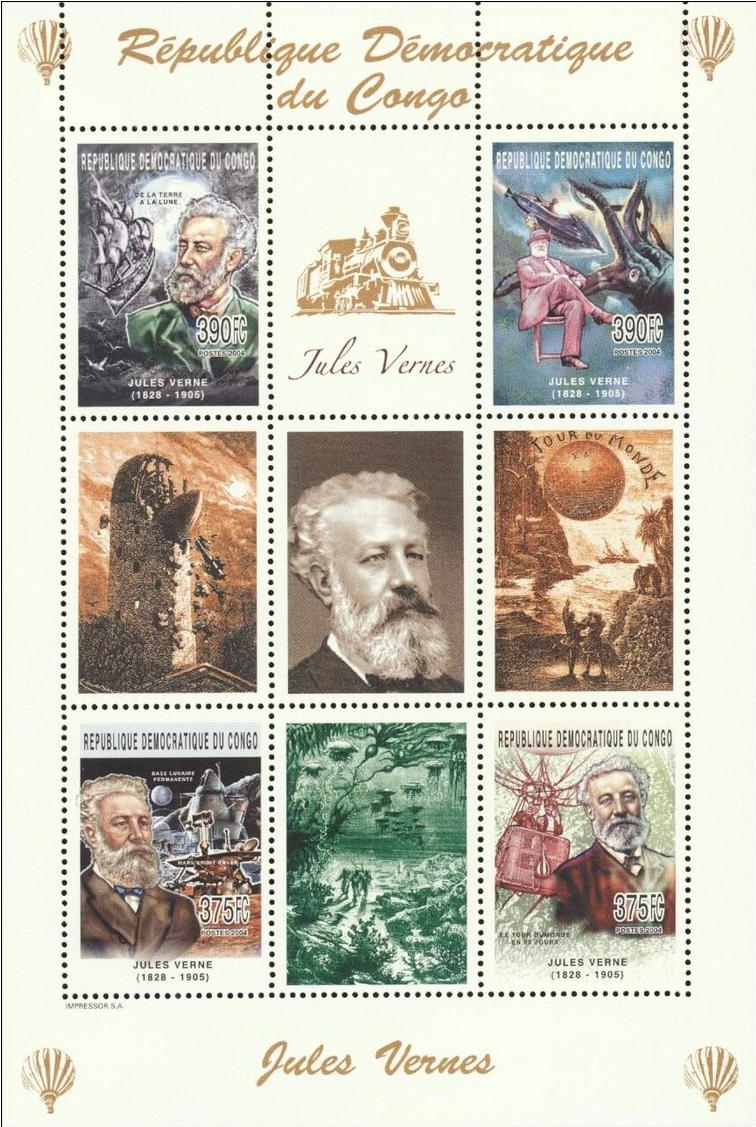 Congo Democratic Republic 2005 UNLISTED in Scott Catalog Jules Verne Souvenir Sheet Congo Democratic Republic 2005 UNLISTED in Scott Catalog Jules Verne Souvenir Sheet