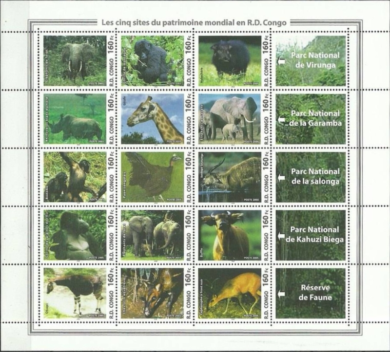 Congo Democratic Republic 2005 UNLISTED in Scott Catalog National Parks Stamp Sheet (EXAMPLE) Congo Democratic Republic 2005 UNLISTED in Scott Catalog National Parks Stamp Sheet (EXAMPLE)