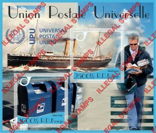 Congo Democratic Republic 2016 Universal Postal Union (U.P.U.) Illegal Stamp Souvenir Sheet of 2 Congo Democratic Republic 2016 Universal Postal Union (U.P.U.) Illegal Stamp Souvenir Sheet of 2