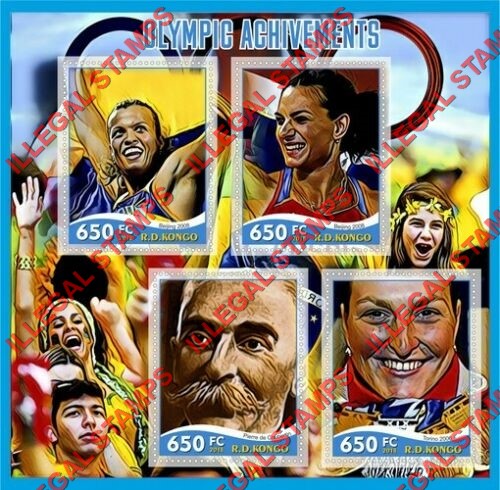 Congo Democratic Republic 2018 Olympic Achievements Illegal Stamp Souvenir Sheet of 4 Congo Democratic Republic 2018 Olympic Achievements Illegal Stamp Souvenir Sheet of 4