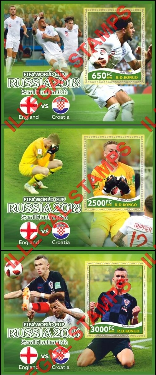 Congo Democratic Republic 2018 World Cup Soccer Semi Final Illegal Stamp Souvenir Sheets of 1 (Part 2) Congo Democratic Republic 2018 World Cup Soccer Semi Final Illegal Stamp Souvenir Sheets of 1 (Part 2)