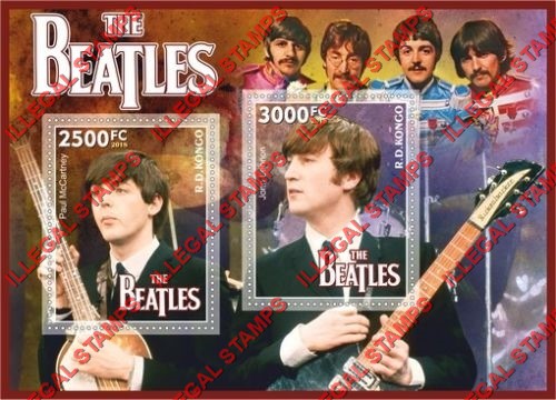 Congo Democratic Republic 2018 The Beatles Illegal Stamp Souvenir Sheet of 2 Congo Democratic Republic 2018 The Beatles Illegal Stamp Souvenir Sheet of 2