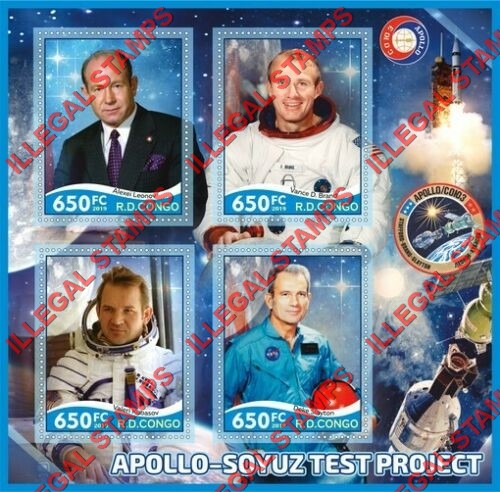 Congo Democratic Republic 2019 Apollo Soyuz Test Project Illegal Stamp Souvenir Sheet of 4 Congo Democratic Republic 2019 Apollo Soyuz Test Project Illegal Stamp Souvenir Sheet of 4