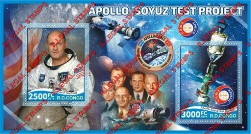 Congo Democratic Republic 2019 Apollo Soyuz Test Project Illegal Stamp Souvenir Sheet of 2 Congo Democratic Republic 2019 Apollo Soyuz Test Project Illegal Stamp Souvenir Sheet of 2