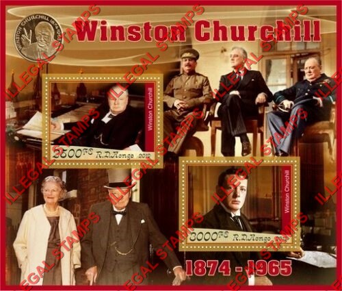 Congo Democratic Republic 2019 Winston Churchill (different) Illegal Stamp Souvenir Sheet of 2 Congo Democratic Republic 2019 Winston Churchill (different) Illegal Stamp Souvenir Sheet of 2