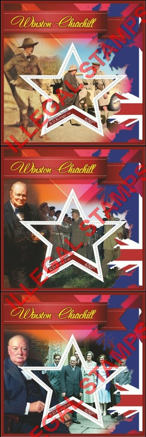 Congo Democratic Republic 2019 Winston Churchill Illegal Stamp Souvenir Sheets of 1 (Part 2) Congo Democratic Republic 2019 Winston Churchill Illegal Stamp Souvenir Sheets of 1 (Part 2)