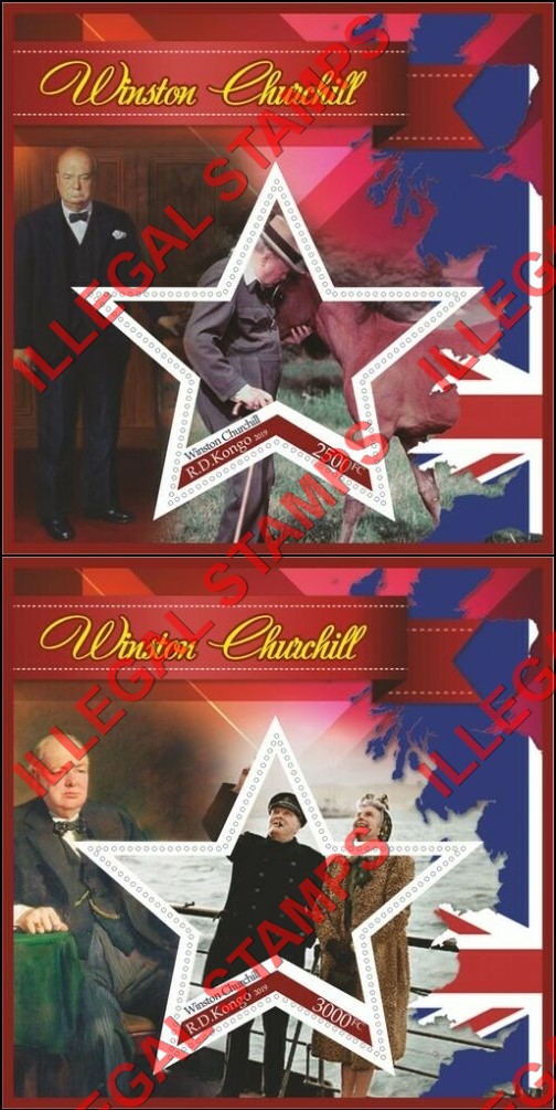 Congo Democratic Republic 2019 Winston Churchill Illegal Stamp Souvenir Sheets of 1 (Part 3) Congo Democratic Republic 2019 Winston Churchill Illegal Stamp Souvenir Sheets of 1 (Part 3)