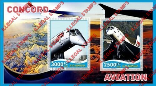 Congo Democratic Republic 2019 Concorde Aviation Illegal Stamp Souvenir Sheet of 2 Congo Democratic Republic 2019 Concorde Aviation Illegal Stamp Souvenir Sheet of 2