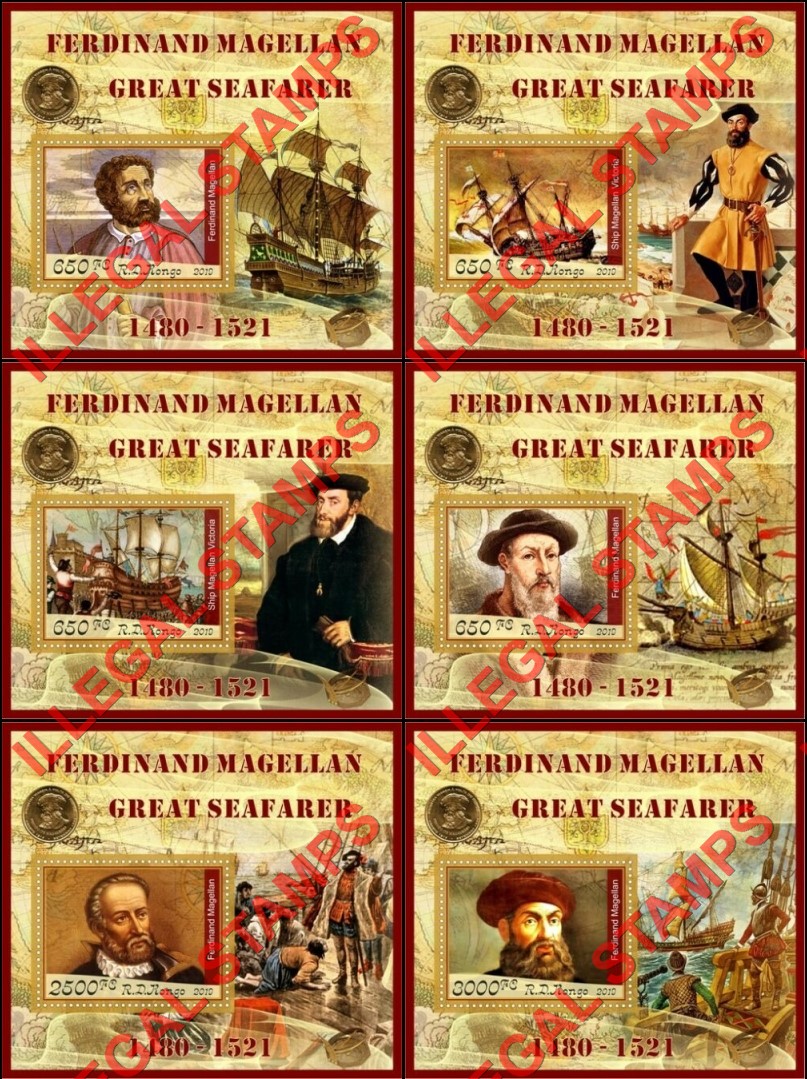 Congo Democratic Republic 2019 Ferdinand Magellan Illegal Stamp Souvenir Sheets of 1 Congo Democratic Republic 2019 Ferdinand Magellan Illegal Stamp Souvenir Sheets of 1