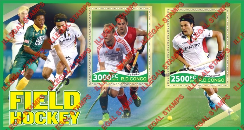 Congo Democratic Republic 2019 Field Hockey Illegal Stamp Souvenir Sheet of 2 Congo Democratic Republic 2019 Field Hockey Illegal Stamp Souvenir Sheet of 2