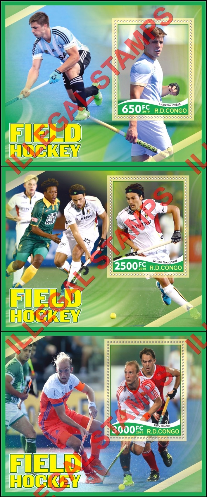 Congo Democratic Republic 2019 Field Hockey Illegal Stamp Souvenir Sheets of 1 (Part 2) Congo Democratic Republic 2019 Field Hockey Illegal Stamp Souvenir Sheets of 1 (Part 2)
