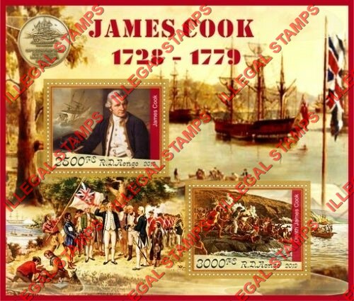 Congo Democratic Republic 2019 James Cook Illegal Stamp Souvenir Sheet of 2 Congo Democratic Republic 2019 James Cook Illegal Stamp Souvenir Sheet of 2
