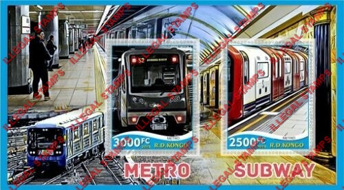Congo Democratic Republic 2019 Metro Subway Illegal Stamp Souvenir Sheet of 2 Congo Democratic Republic 2019 Metro Subway Illegal Stamp Souvenir Sheet of 2