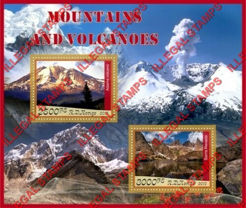Congo Democratic Republic 2019 Mountains and Volcanoes Illegal Stamp Souvenir Sheet of 2 Congo Democratic Republic 2019 Mountains and Volcanoes Illegal Stamp Souvenir Sheet of 2