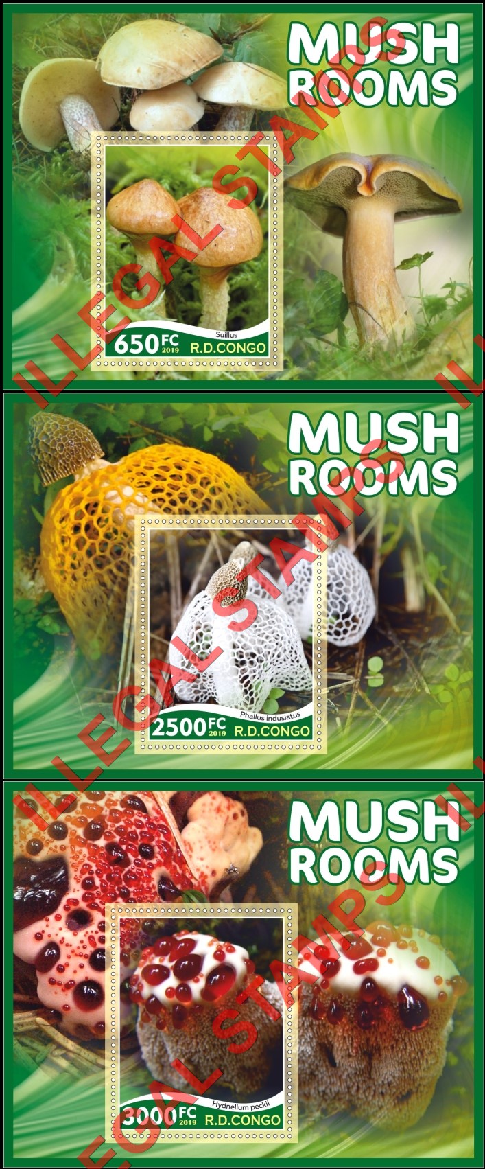 Congo Democratic Republic 2019 Mushrooms Illegal Stamp Souvenir Sheets of 1 (Part 2) Congo Democratic Republic 2019 Mushrooms Illegal Stamp Souvenir Sheets of 1 (Part 2)
