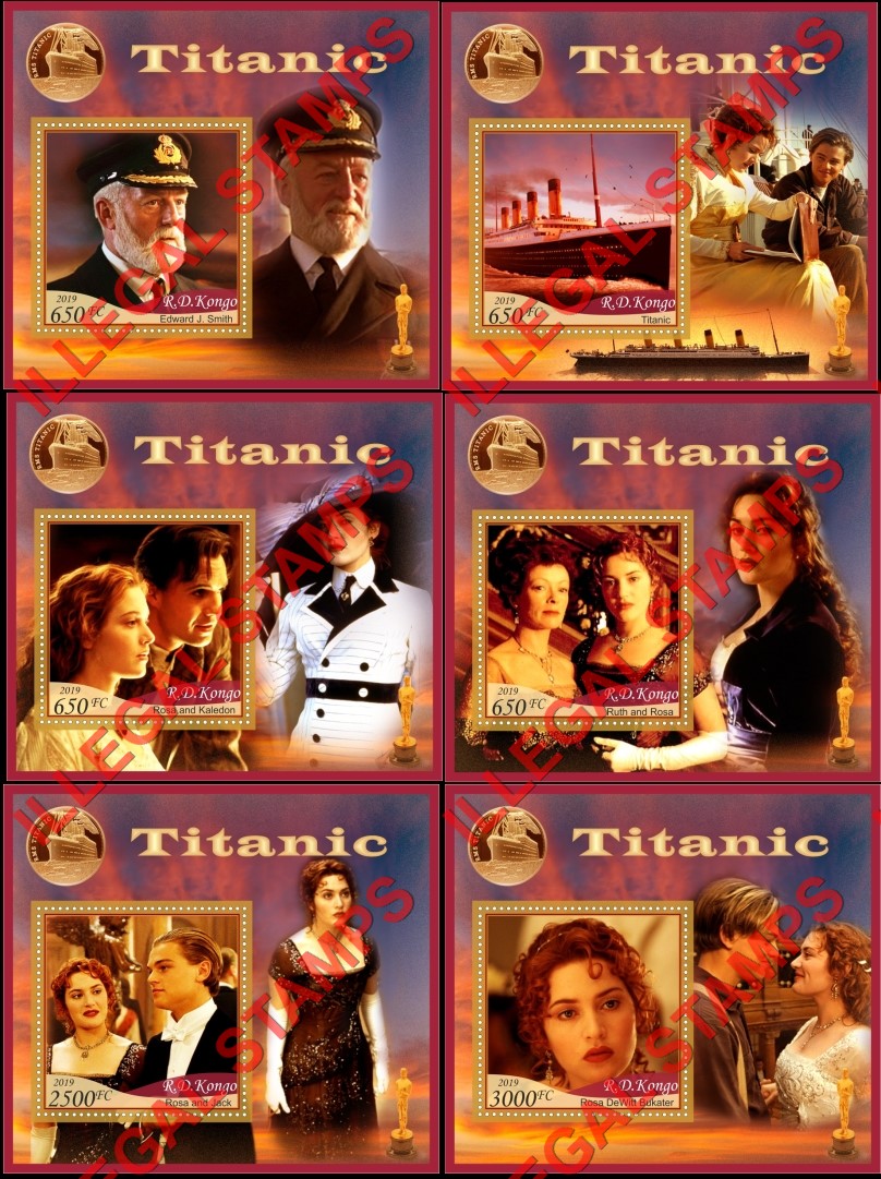 Congo Democratic Republic 2019 Titanic Illegal Stamp Souvenir Sheets of 1 Congo Democratic Republic 2019 Titanic Illegal Stamp Souvenir Sheets of 1