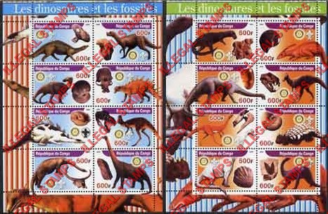 Congo Republic 2004 Dinosaurs and Fossils Illegal Stamp Souvenir Sheets of 8 Congo Republic 2004 Dinosaurs and Fossils Illegal Stamp Souvenir Sheets of 8