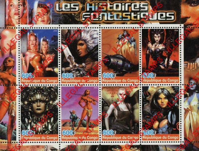 Congo Republic 2004 History of Fantasy Illegal Stamp Souvenir Sheet of 8 Congo Republic 2004 History of Fantasy Illegal Stamp Souvenir Sheet of 8