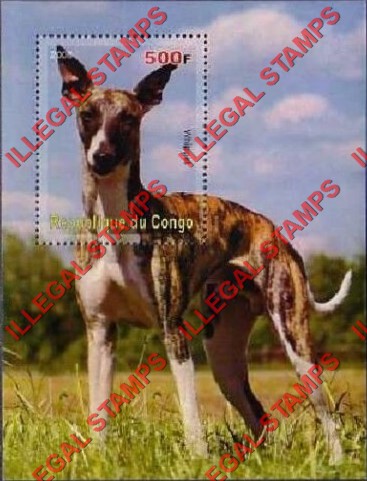 Congo Republic 2008 Dogs Illegal Stamp Souvenir Sheet of 1 Congo Republic 2008 Dogs Illegal Stamp Souvenir Sheet of 1