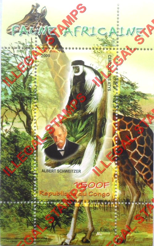 Congo Republic 2009 African Fauna Animals Illegal Stamp Souvenir Sheet of 1 Congo Republic 2009 African Fauna Animals Illegal Stamp Souvenir Sheet of 1
